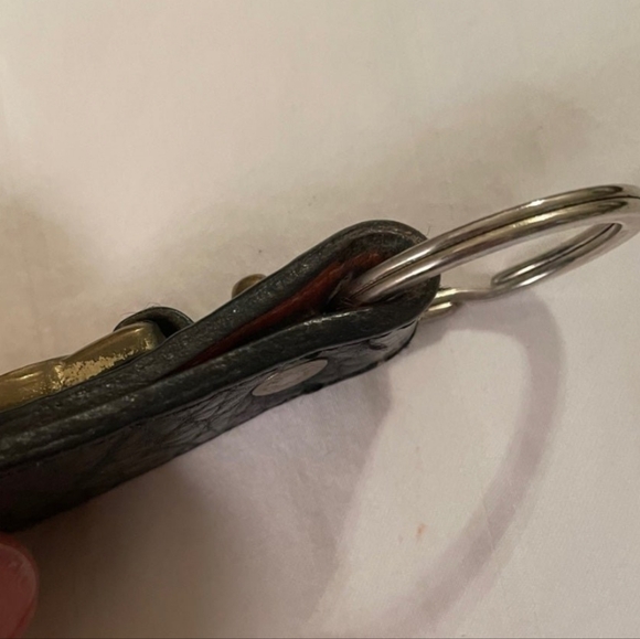 🦆Dooney & Bourke Vintage Black Pebbled Leather Keychain W/Brass Mallord Duck - Picture 3 of 5